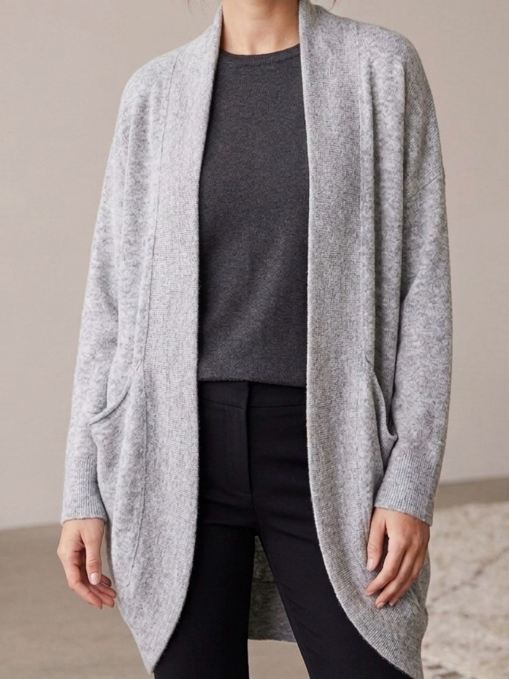 Z Supply Light Gray Open-Front Pocket Cardigan